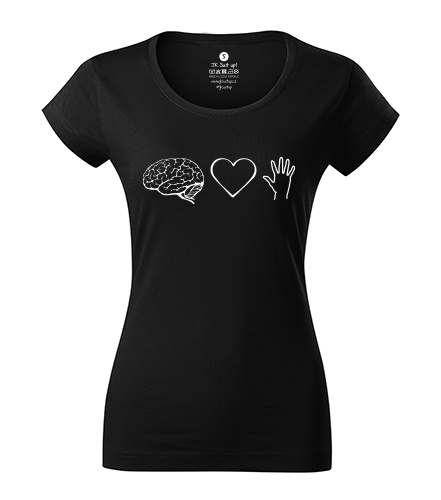 Mozek srdce ruka - Velikost: M, Barva: černá