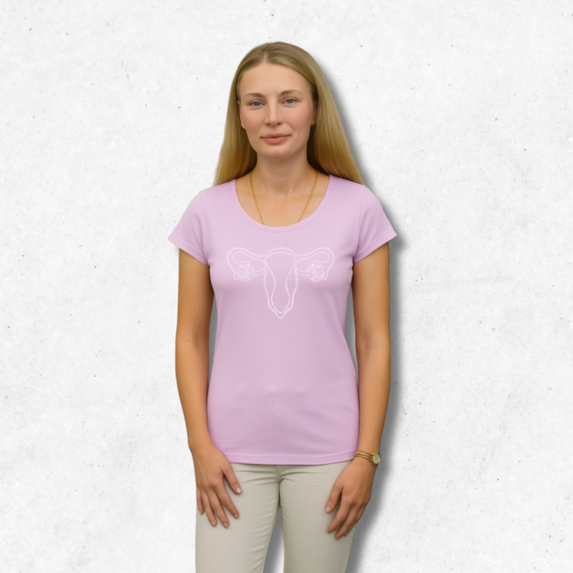 Děloha - Velikost: L, Barva: bílá + černý potisk